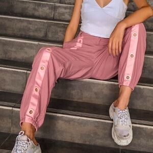 Pink Grommet Detail Joggers
